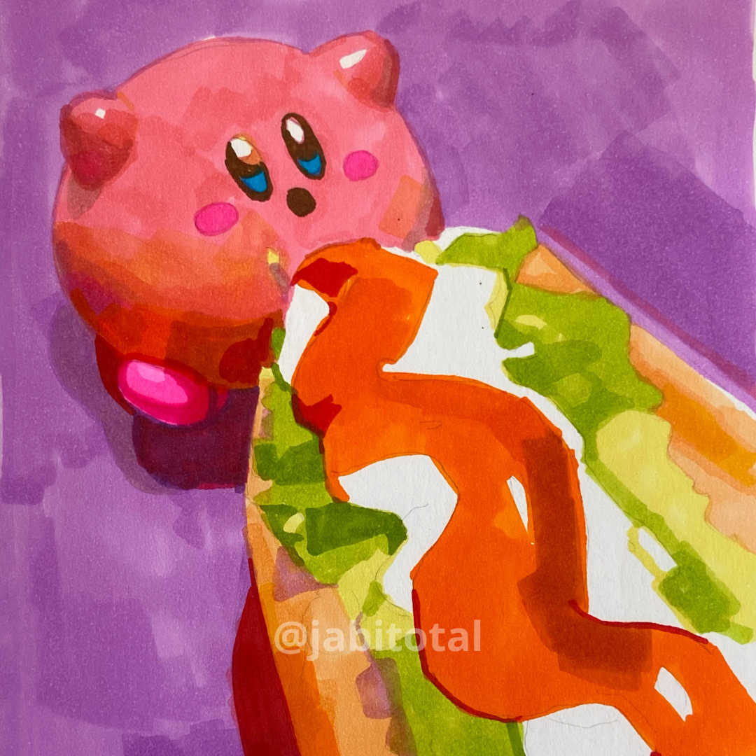 DIBUJO de practica kirby con hambre
