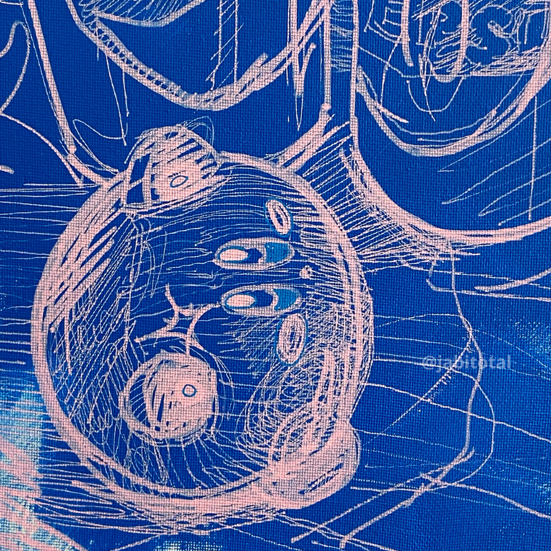 Kirby en universo azul tomando pepsi
