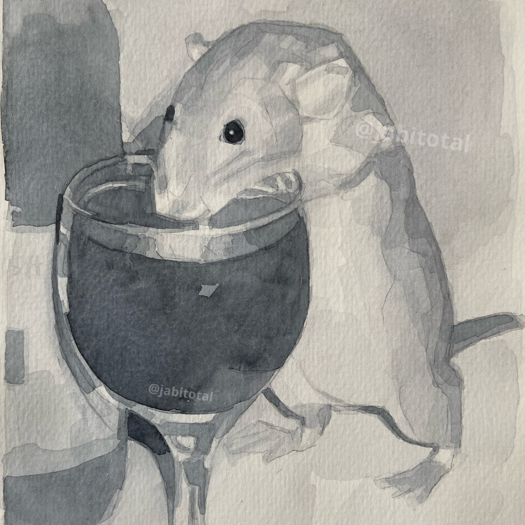 Ratita tomando vino