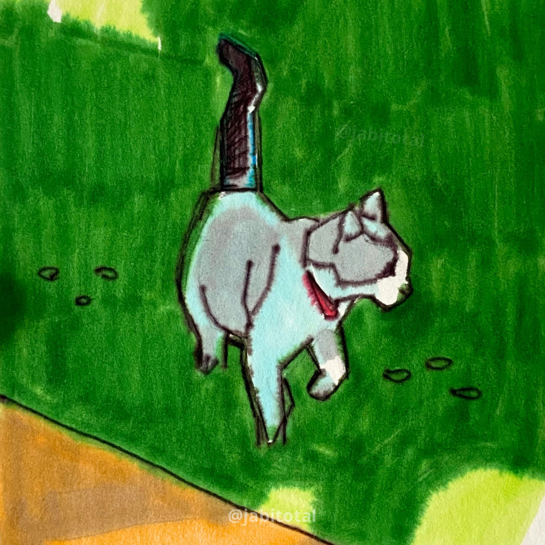 Mini dibujo - Gatito en el pasto