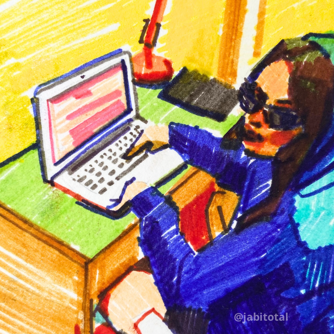 Mini dibujo - Apunto de tocar un teclado