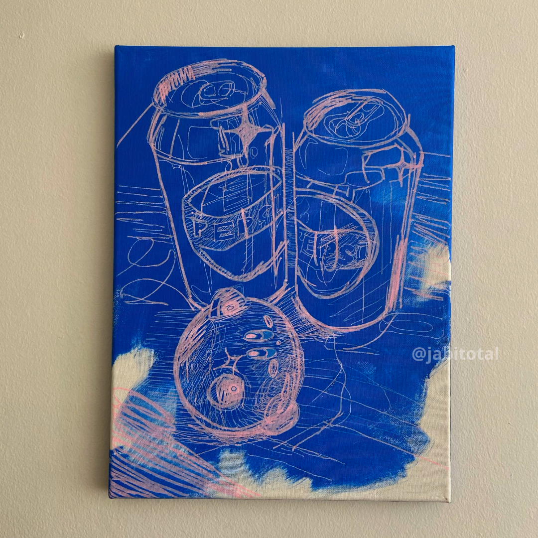 Kirby en universo azul tomando pepsi