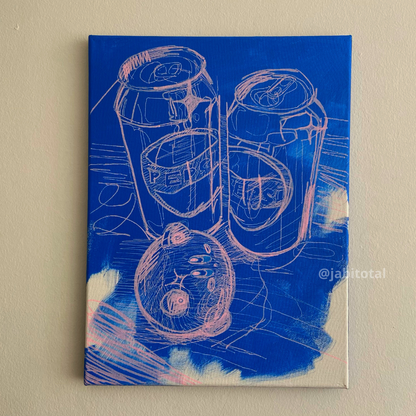 Kirby en universo azul tomando pepsi