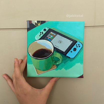 Jugando Nintendo en la mañana