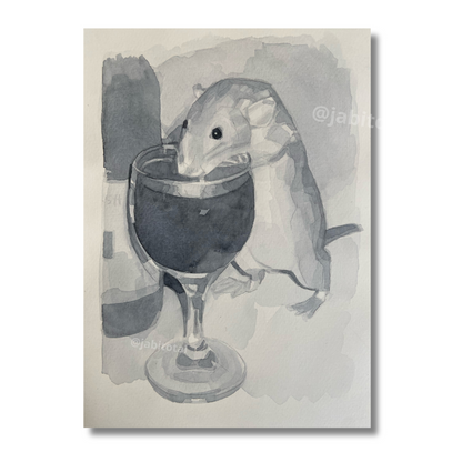 Ratita tomando vino