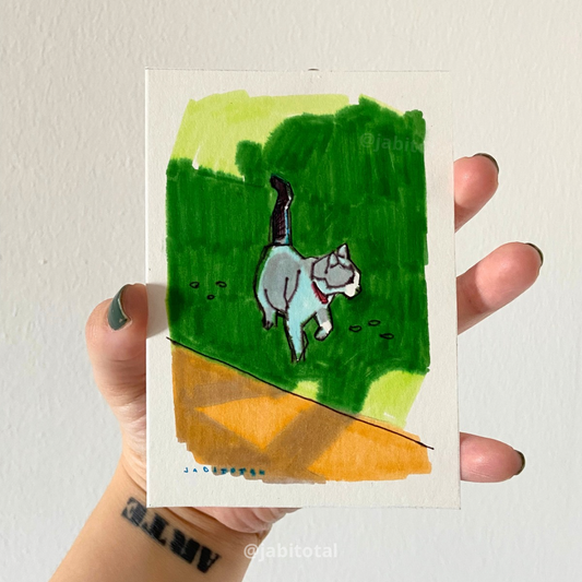 Mini dibujo - Gatito en el pasto