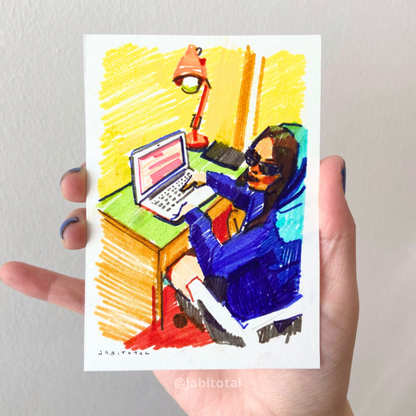 Mini dibujo - Apunto de tocar un teclado
